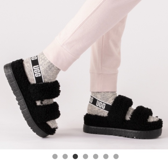 UGG Shoes - NWT UGG® Oh Fluffita Black Slingback Slippers - Size 6